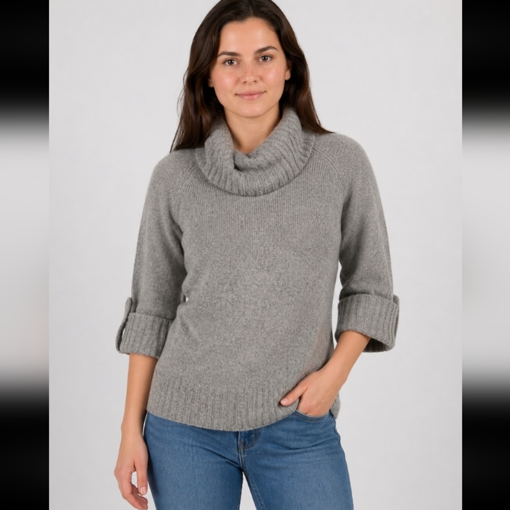 CAROLYN TAYLOR Wool Mohair Blend Cowl NecK Sweater
